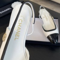 Балетки Chanel с открытым задником PREMIUM качества