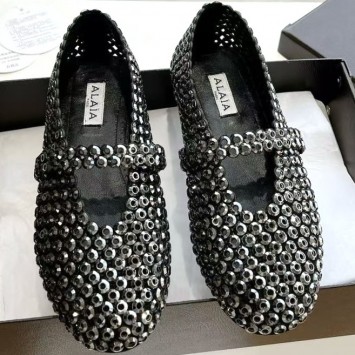 Замшевые балетки Alaïa с кристаллами PREMIUM качества