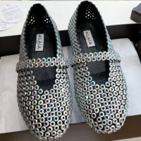 Замшевые балетки Alaïa с кристаллами PREMIUM качества