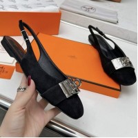 Замшевые балетки Hermes с пряжкой
