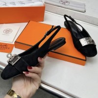 Замшевые балетки Hermes с пряжкой