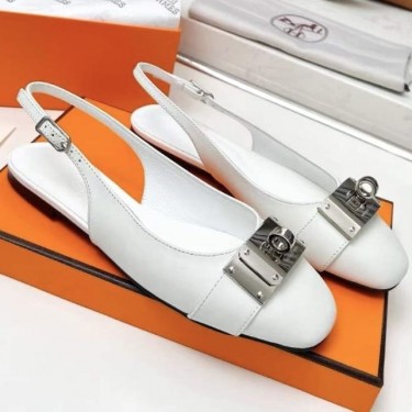 Кожаные балетки Hermes с пряжкой