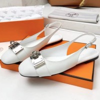 Кожаные балетки Hermes с пряжкой