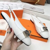 Кожаные балетки Hermes с пряжкой