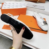 Кожаные балетки Hermes с пряжкой