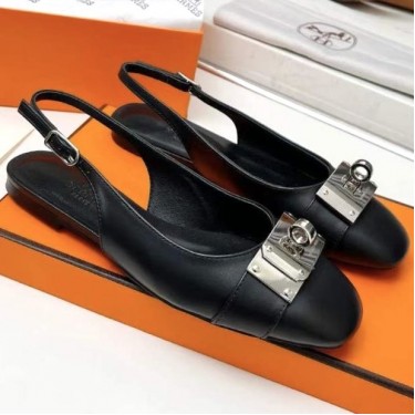 Кожаные балетки Hermes с пряжкой