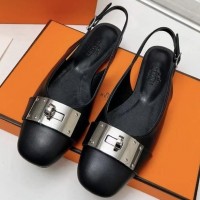 Кожаные балетки Hermes с пряжкой