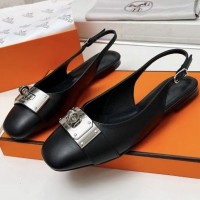 Кожаные балетки Hermes с пряжкой