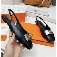 Кожаные балетки Hermes с пряжкой