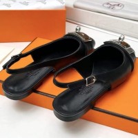 Кожаные балетки Hermes с пряжкой