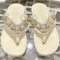Шлепанцы Chanel с декоративными камнями PREMIUM качества