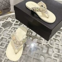 Шлепанцы Chanel с декоративными камнями PREMIUM качества
