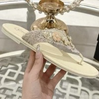 Шлепанцы Chanel с декоративными камнями PREMIUM качества