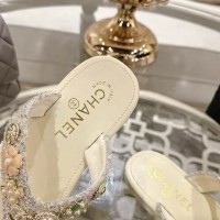 Шлепанцы Chanel с декоративными камнями PREMIUM качества