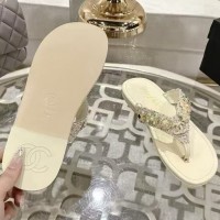 Шлепанцы Chanel с декоративными камнями PREMIUM качества