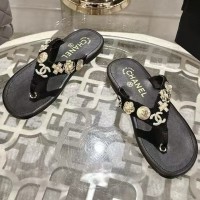 Шлепанцы Chanel с декоративными камнями PREMIUM качества
