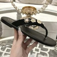 Шлепанцы Chanel с декоративными камнями PREMIUM качества