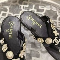 Шлепанцы Chanel с декоративными камнями PREMIUM качества