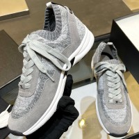 Кроссовки Chanel из замши и трикотажа PREMIUM качества