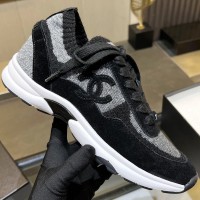 Кроссовки Chanel из замши и трикотажа PREMIUM качества
