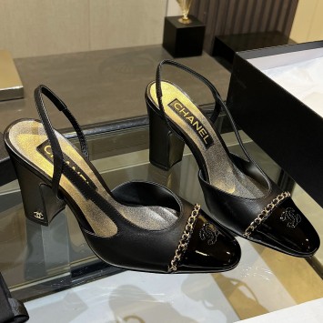 Кожаные туфли Chanel с цепочной отделкой PREMIUM качества