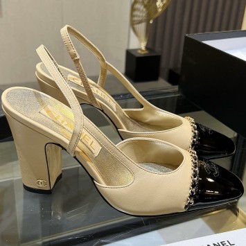 Кожаные туфли Chanel с цепочной отделкой PREMIUM качества