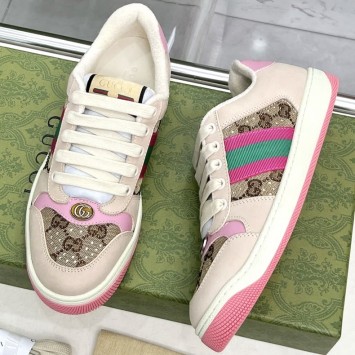 Кроссовки Gucci Screenerс с кристаллами PREMIUM качества