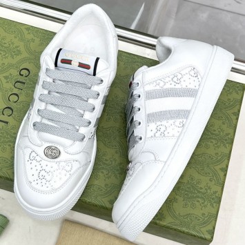 Кроссовки Gucci Screenerс с кристаллами PREMIUM качества