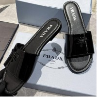 Кожаные шлепанцы Prada с логотипом PREMIUM качества