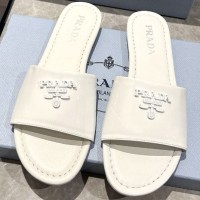 Кожаные шлепанцы Prada с логотипом PREMIUM качества