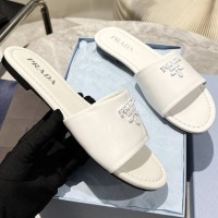 Кожаные шлепанцы Prada с логотипом PREMIUM качества