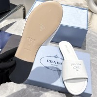 Кожаные шлепанцы Prada с логотипом PREMIUM качества