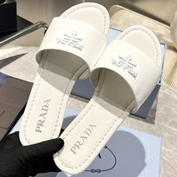 Кожаные шлепанцы Prada с логотипом PREMIUM качества