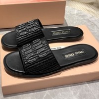 Шлепанцы Miu Miu с эффектом рафии PREMIUM качества