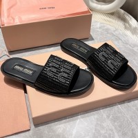 Шлепанцы Miu Miu с эффектом рафии PREMIUM качества