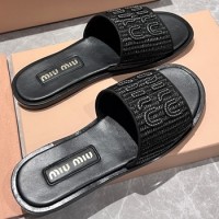 Шлепанцы Miu Miu с эффектом рафии PREMIUM качества