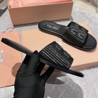 Шлепанцы Miu Miu с эффектом рафии PREMIUM качества