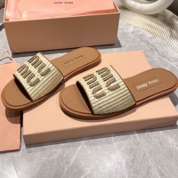 Шлепанцы Miu Miu с эффектом рафии PREMIUM качества