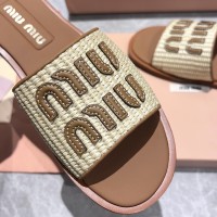 Шлепанцы Miu Miu с эффектом рафии PREMIUM качества