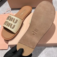 Шлепанцы Miu Miu с эффектом рафии PREMIUM качества