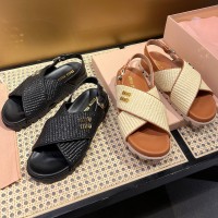 Сандалии Miu Miu с эффектом рафии PREMIUM качества