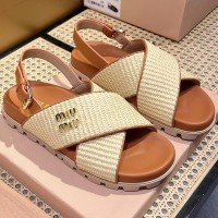 Сандалии Miu Miu с эффектом рафии PREMIUM качества