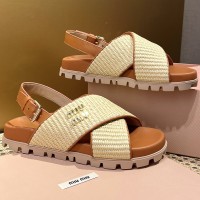 Сандалии Miu Miu с эффектом рафии PREMIUM качества