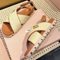 Сандалии Miu Miu с эффектом рафии PREMIUM качества