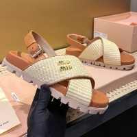 Сандалии Miu Miu с эффектом рафии PREMIUM качества