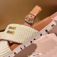 Сандалии Miu Miu с эффектом рафии PREMIUM качества