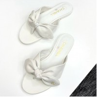 Кожаные шлепанцы Chanel с фигурным бантом PREMIUM качества