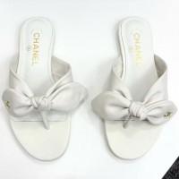 Кожаные шлепанцы Chanel с фигурным бантом PREMIUM качества