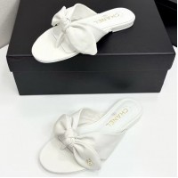 Кожаные шлепанцы Chanel с фигурным бантом PREMIUM качества