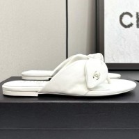 Кожаные шлепанцы Chanel с фигурным бантом PREMIUM качества